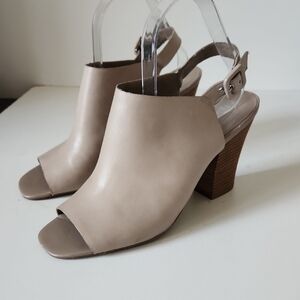 FRANCO SARTO | Open Toe Slingback Chunky Heels Taupe Brown Sz 9M